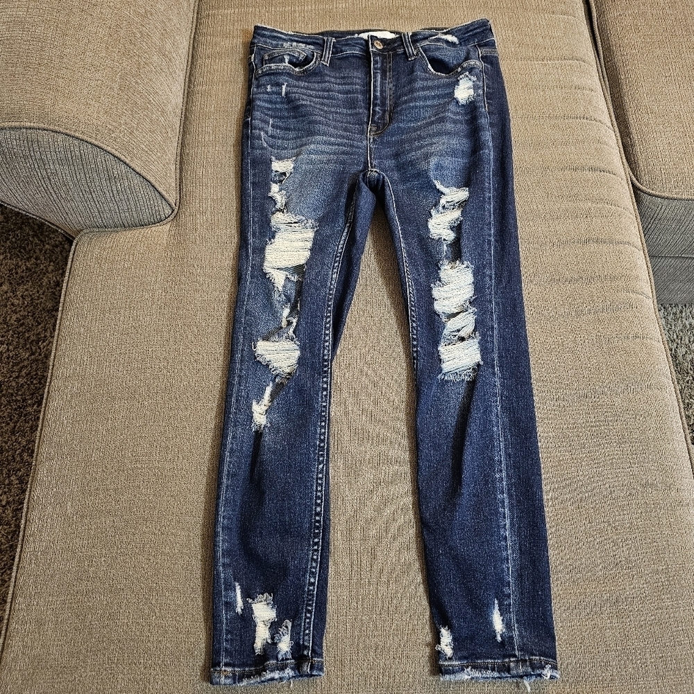 Vervet Blue Casual Dark Wash High Rise Distressed Classic Jeans Size 30